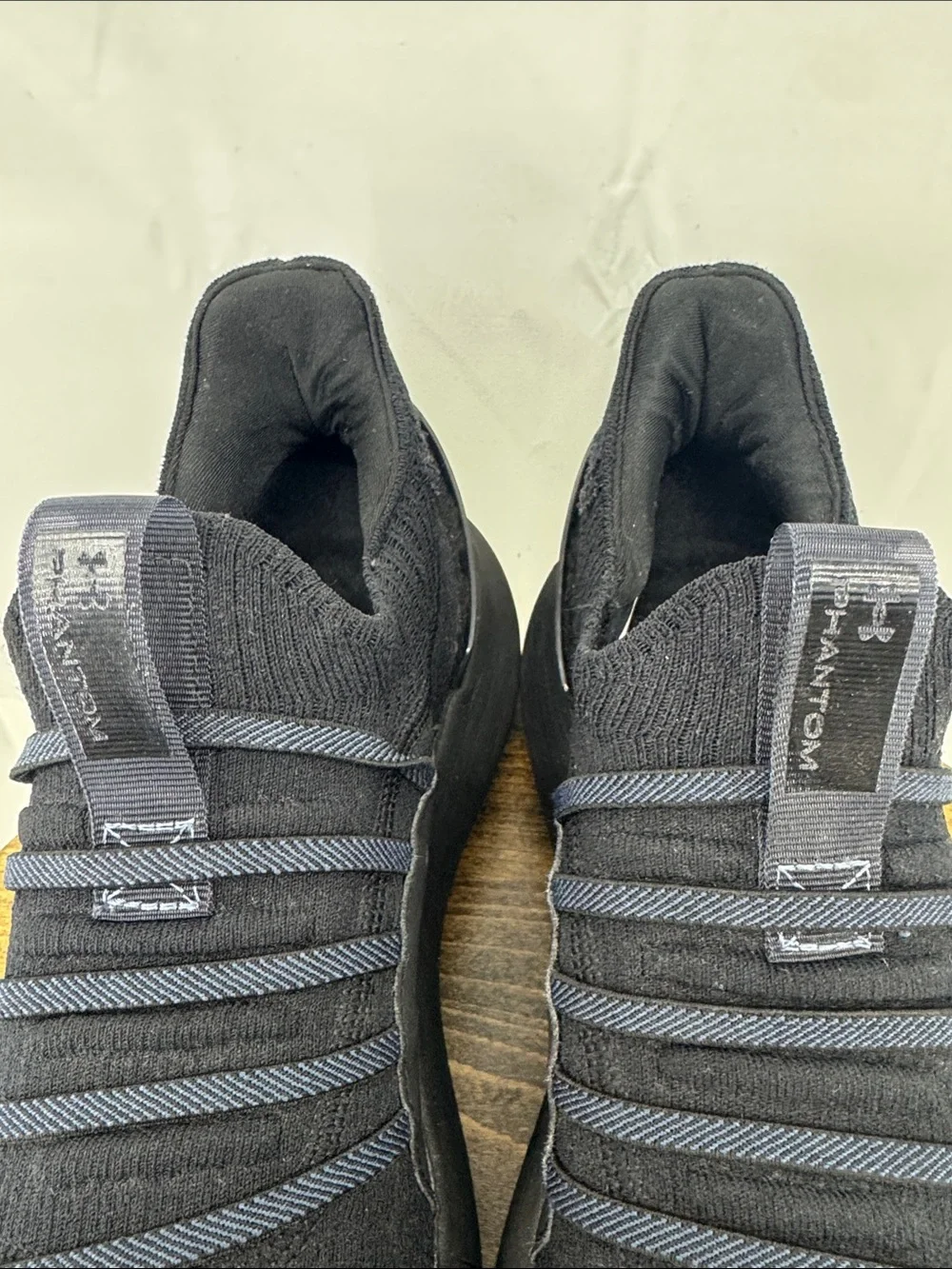 Under Armour Mens HOVR Phantom 3 ALL Black Slip-On Knit Sneakers, M 9.5. W 11